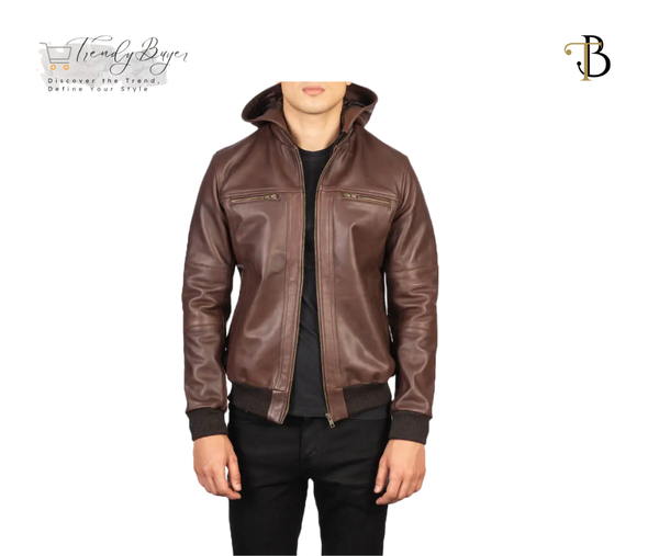 Hooded Leather Bomber Jacket